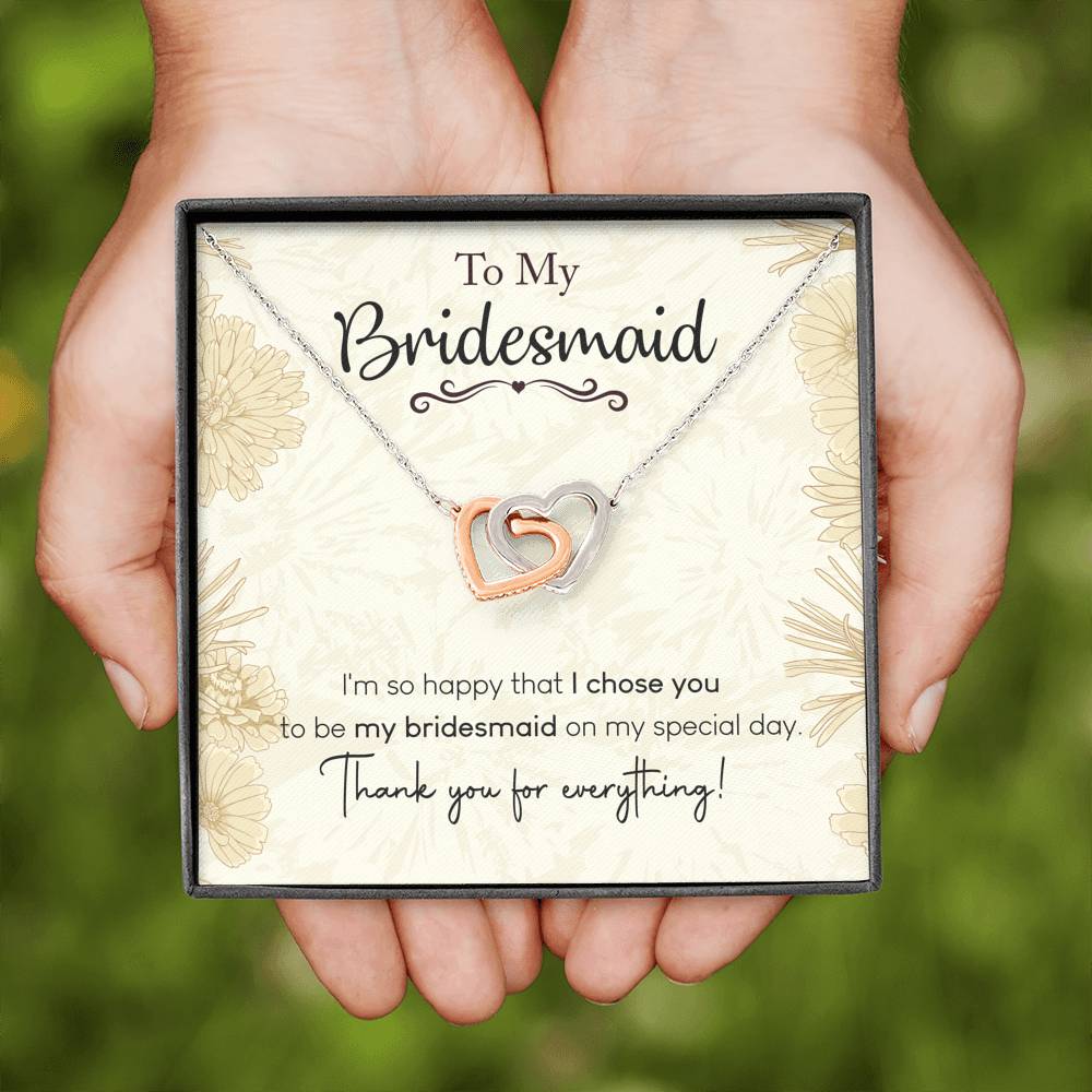 To My Bridesmaid-"I Chose You" Hearts Necklace