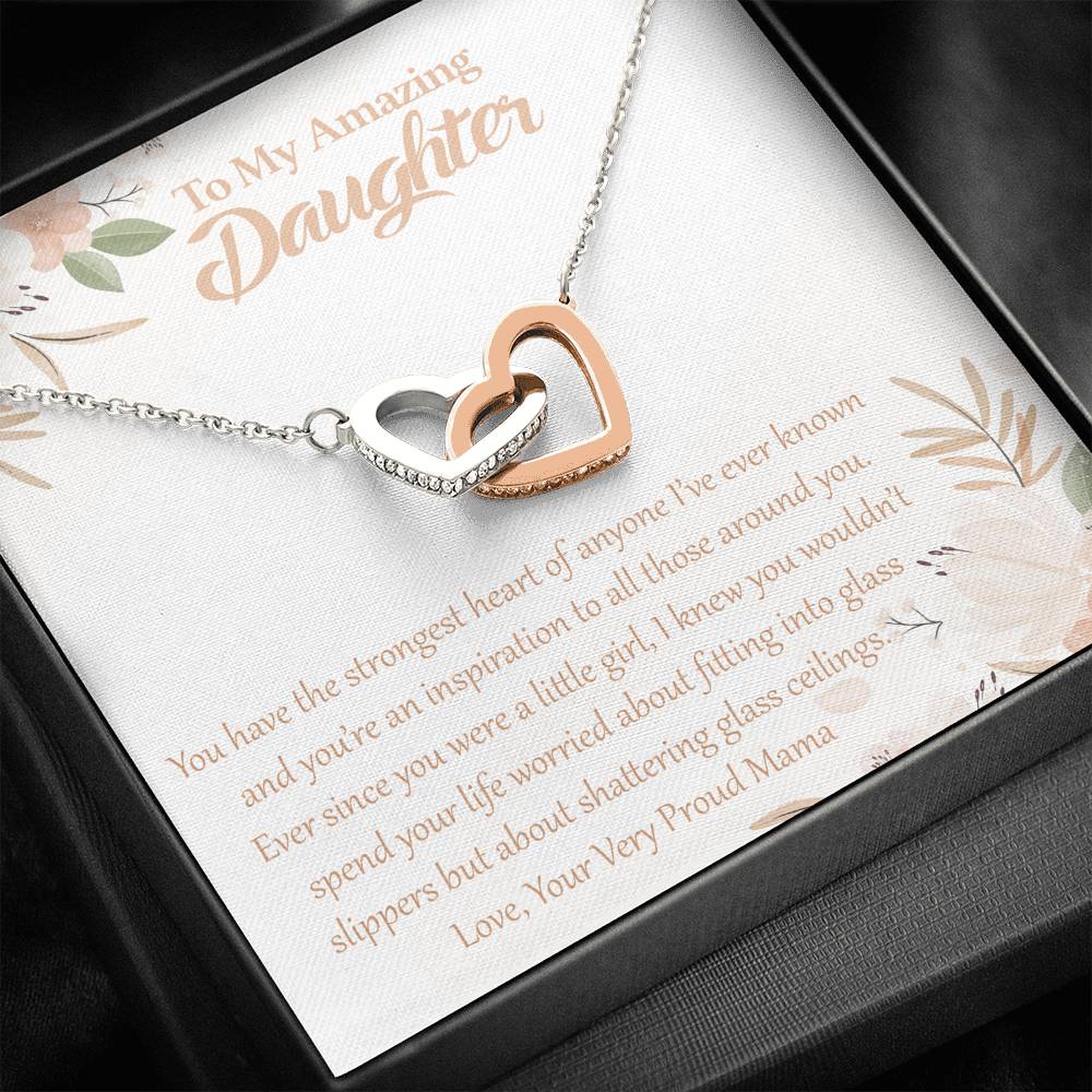To My Amazing Daughter-"Strongest Heart" Hearts Necklace