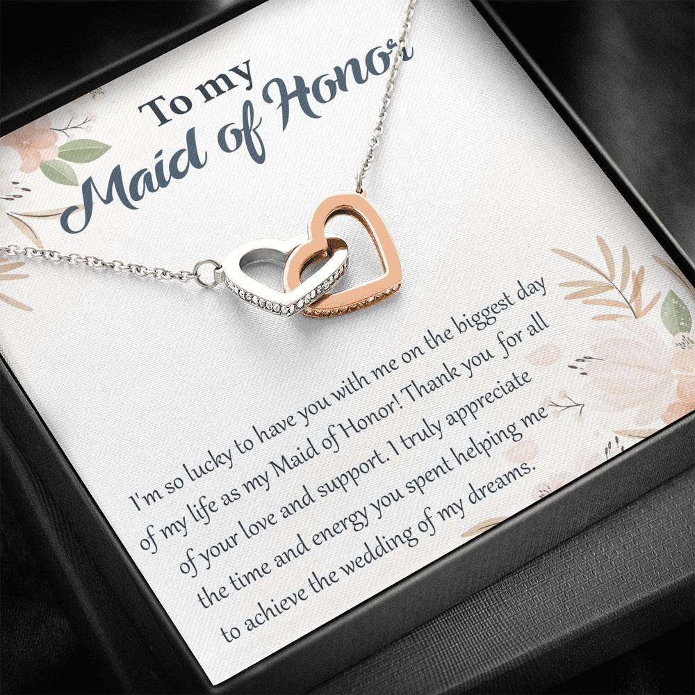 Lucky to Have You as My Maid of Honor-Two Heart Necklace