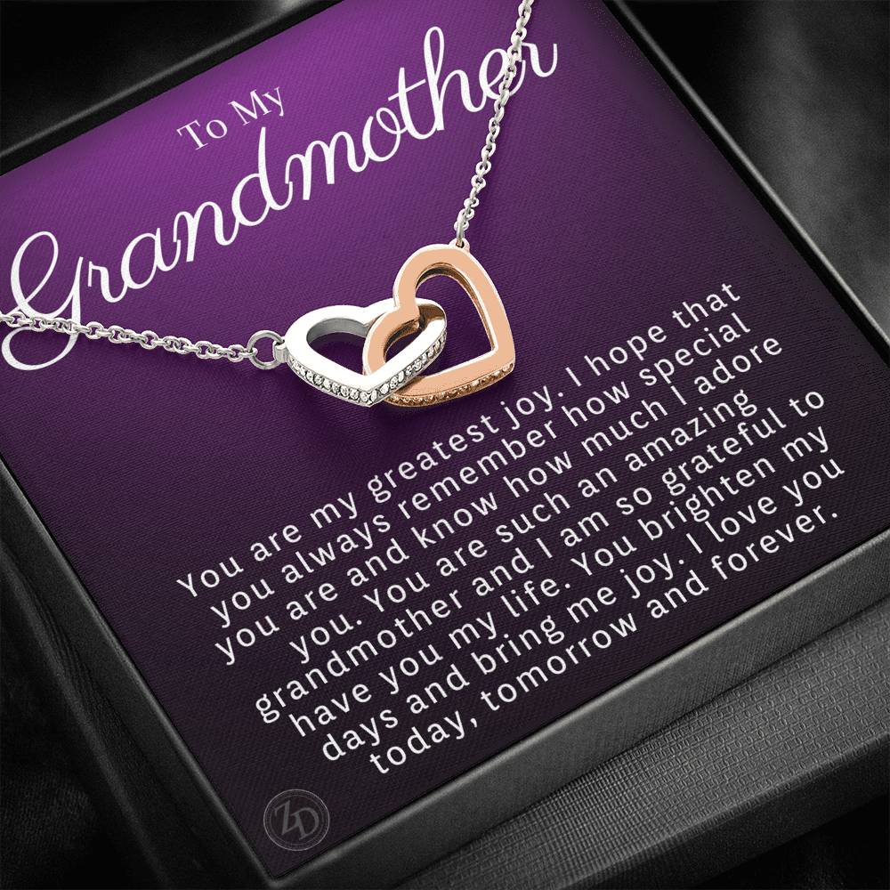 To My Grandmother-"Greatest Joy" Hearts Necklace