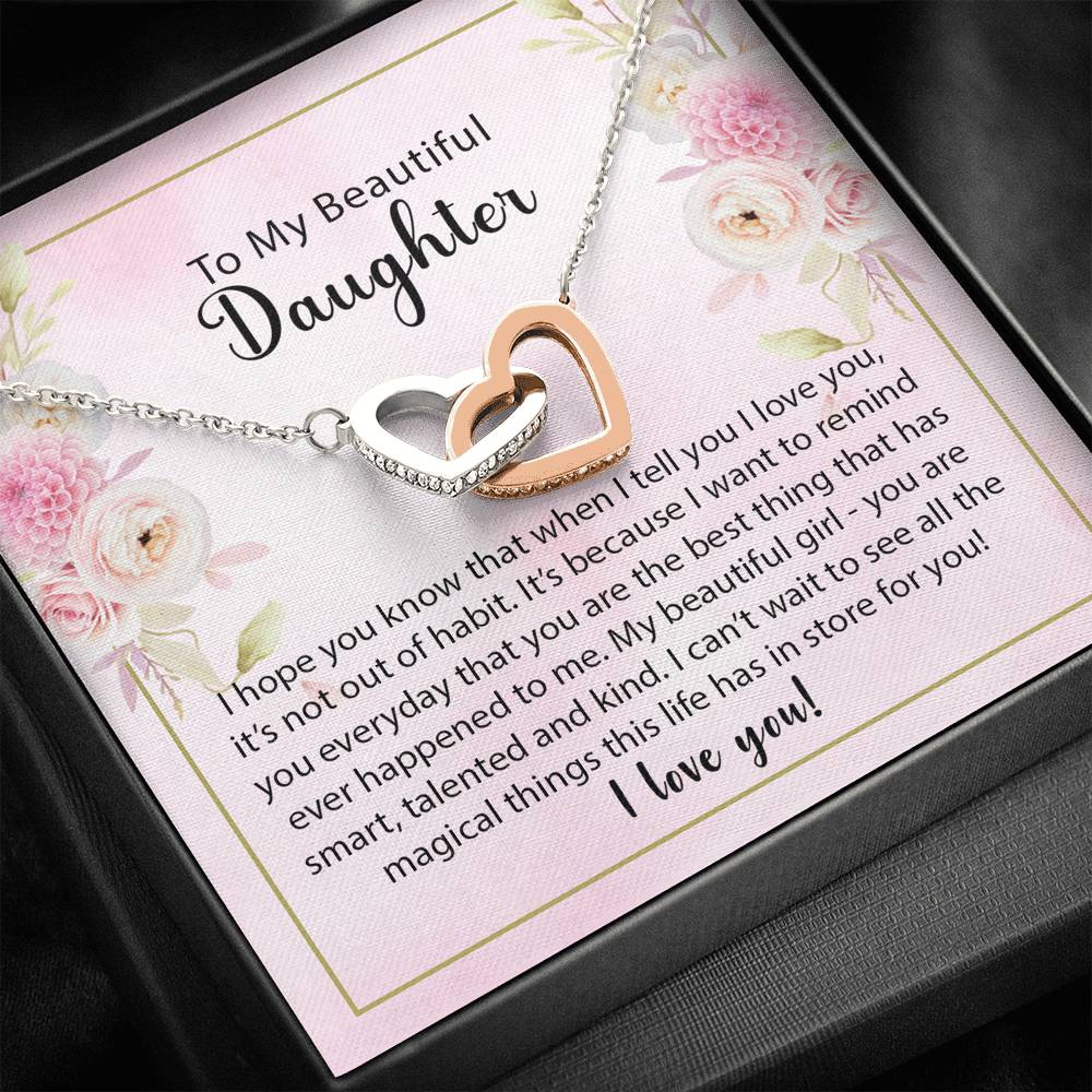 To My Beautiful Daughter-"Best Thing" Hearts Necklace