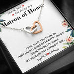 "Thank You for Being My Matron of Honor" Hearts Necklace