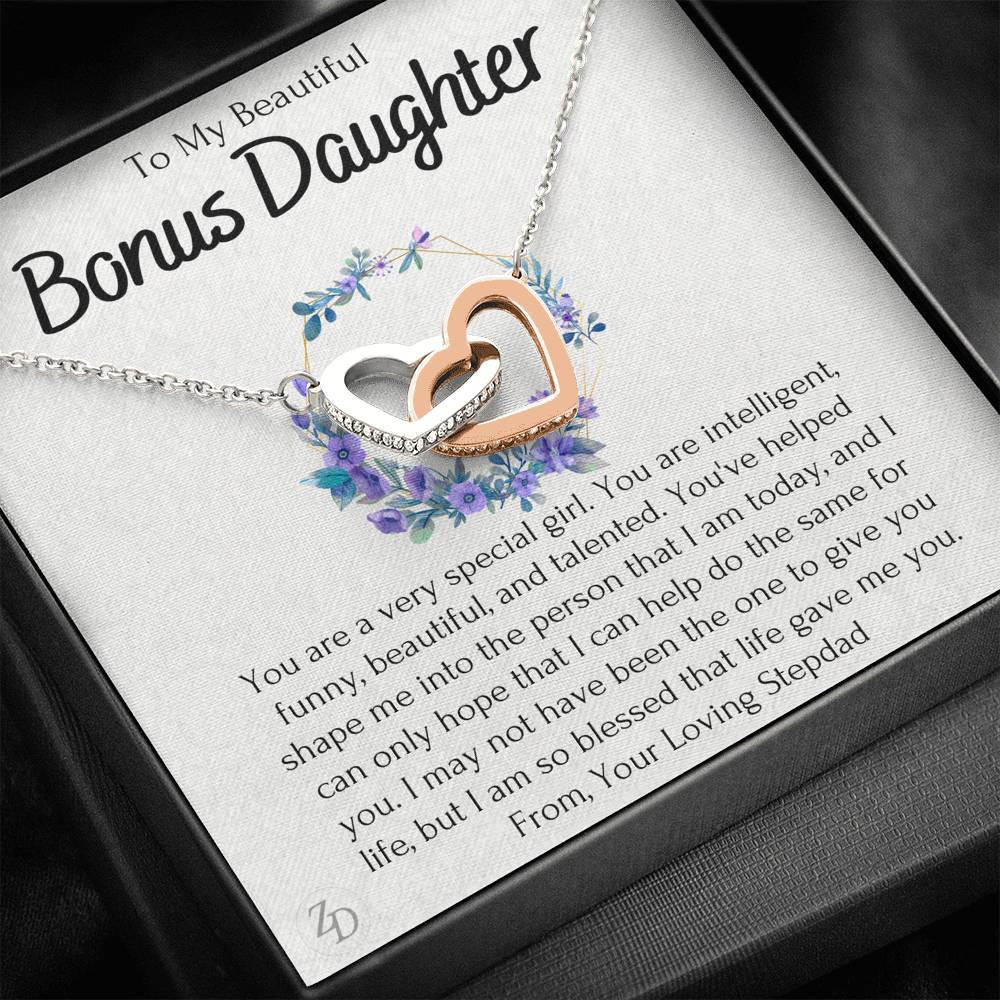 To My Bonus Daughter-"You Are Special" Hearts Necklace