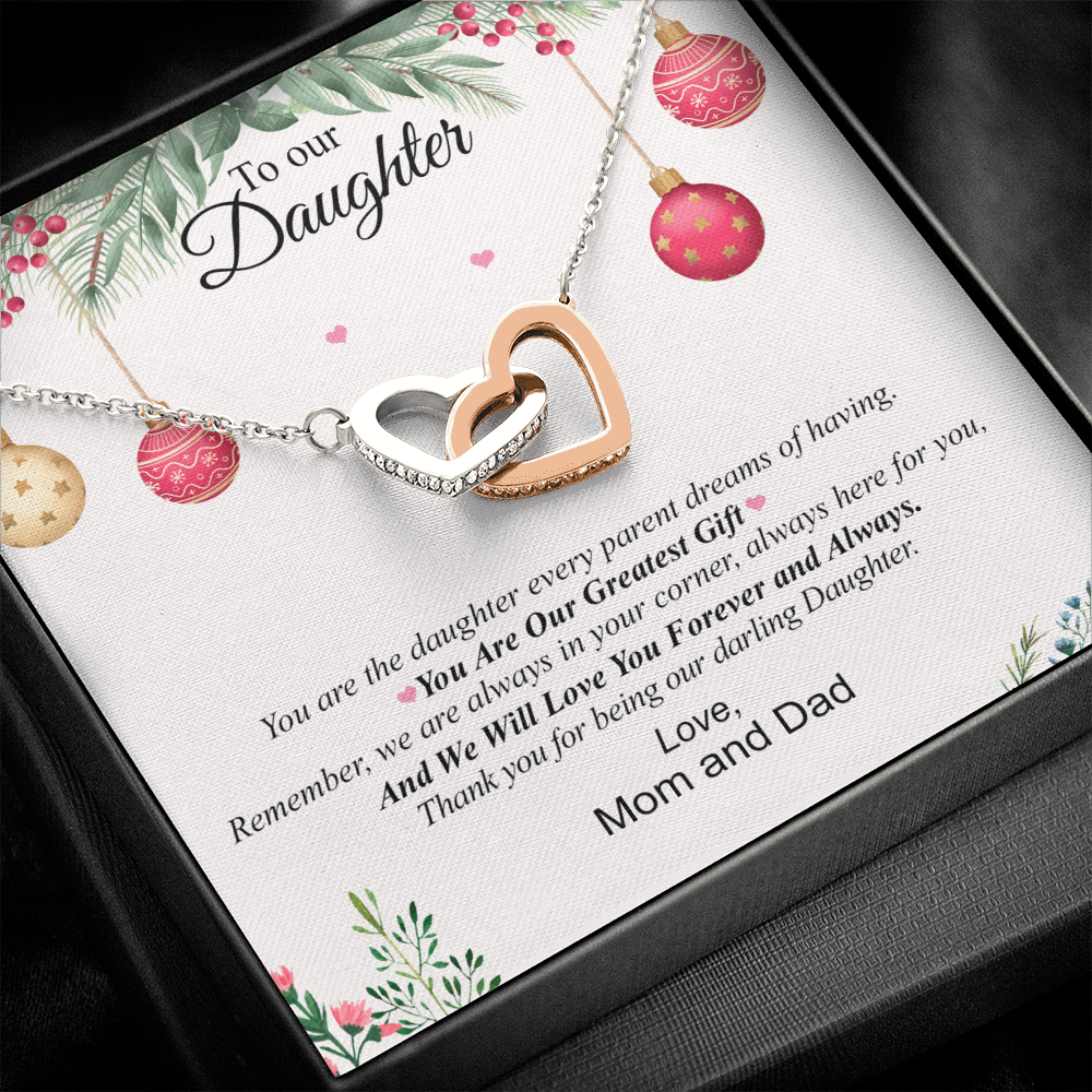 To Our Daughter-"Greatest Gift" Hearts Necklace