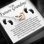 To My Future Grandma-"Excited to Meet You" Hearts Necklace