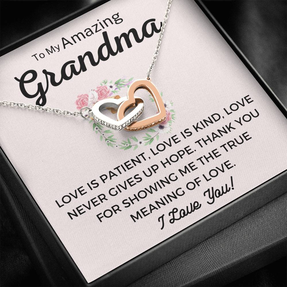 To My Amazing Grandma-"Meaning of Love" Hearts Necklace