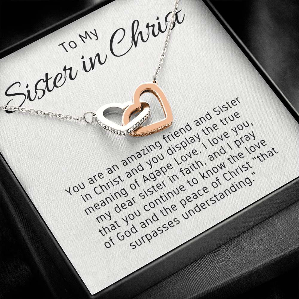 To My Sister in Christ-"Amazing Friend in Faith" Hearts Necklace