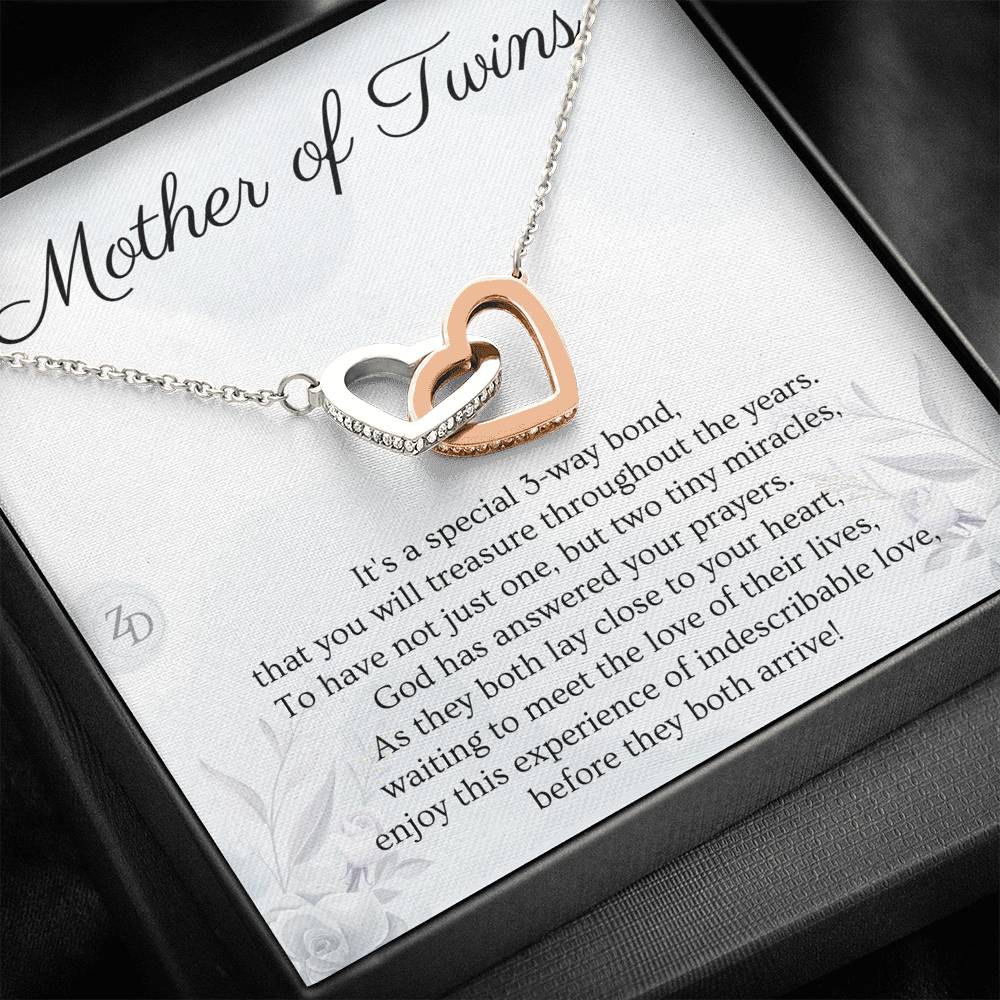 Mother of Twins-"Two Tiny Miracles" Hearts Necklace