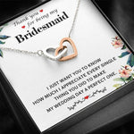 "Thank You for Being My Bridesmaid" Hearts Necklace