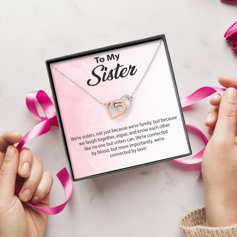 To My Sister-"Connected by Love" Hearts Necklace