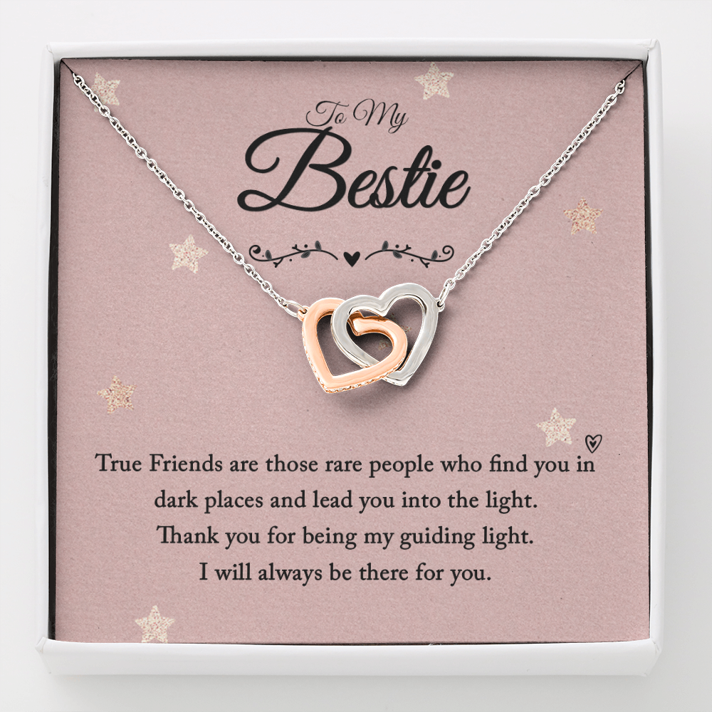 To My Bestie-"True Friends" Hearts Necklace