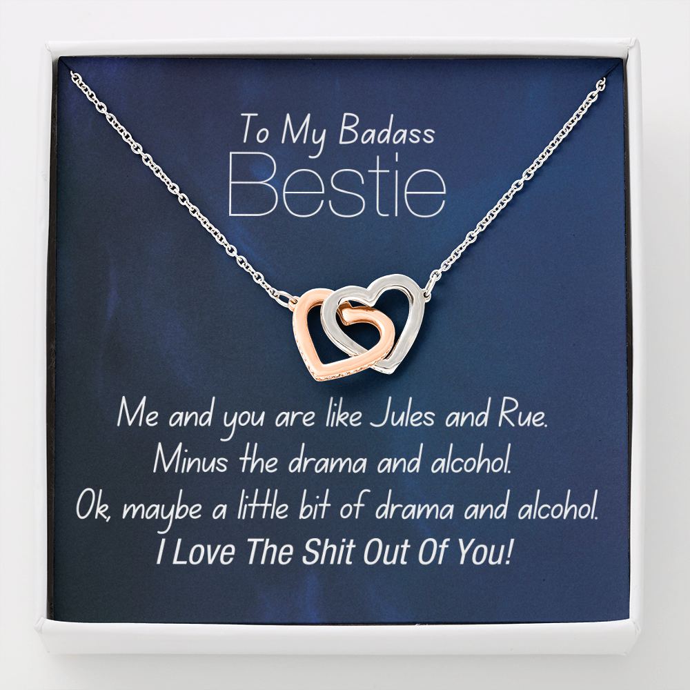 To My Bestie-"We're Like Jules and Rue" Hearts Necklace