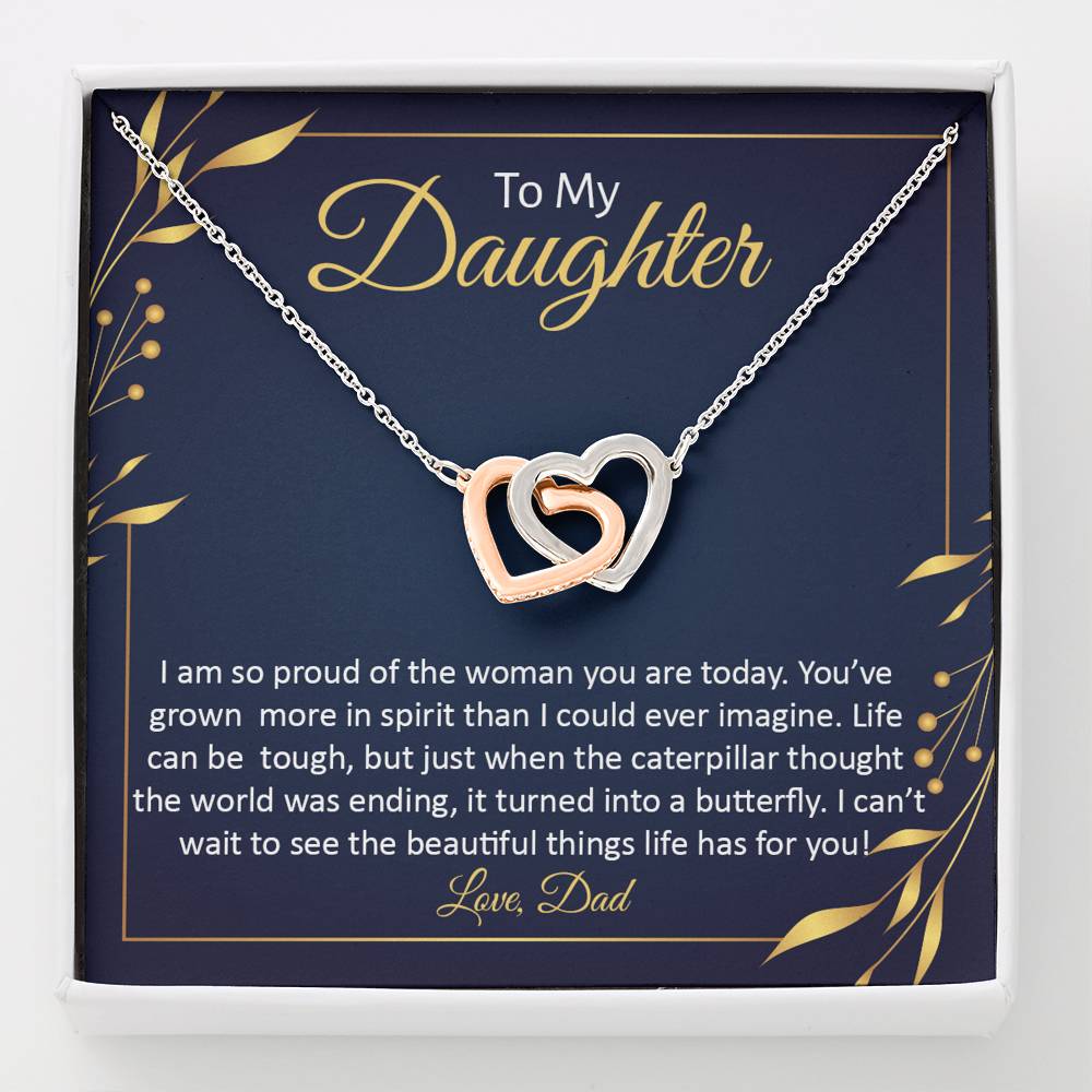To My Daughter-"Beautiful Life" Hearts Necklace