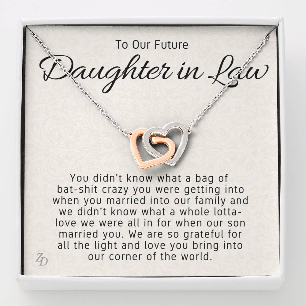 To My Daughter in Law-"We are Grateful" Hearts Necklace