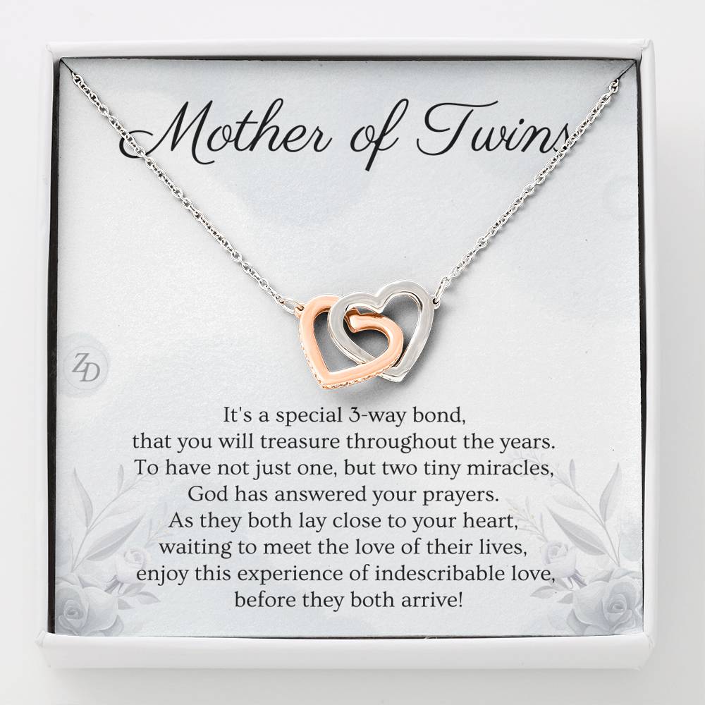 Mother of Twins-"Two Tiny Miracles" Hearts Necklace
