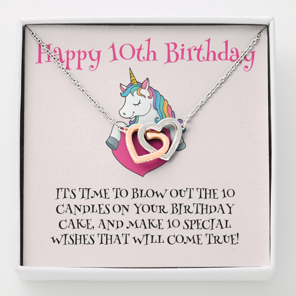 Happy 10th Birthday-"Special Wish" Hearts Necklace