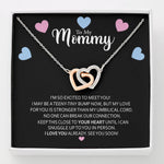 To My Mommy-"So Excited to Meet You" Hearts Necklace