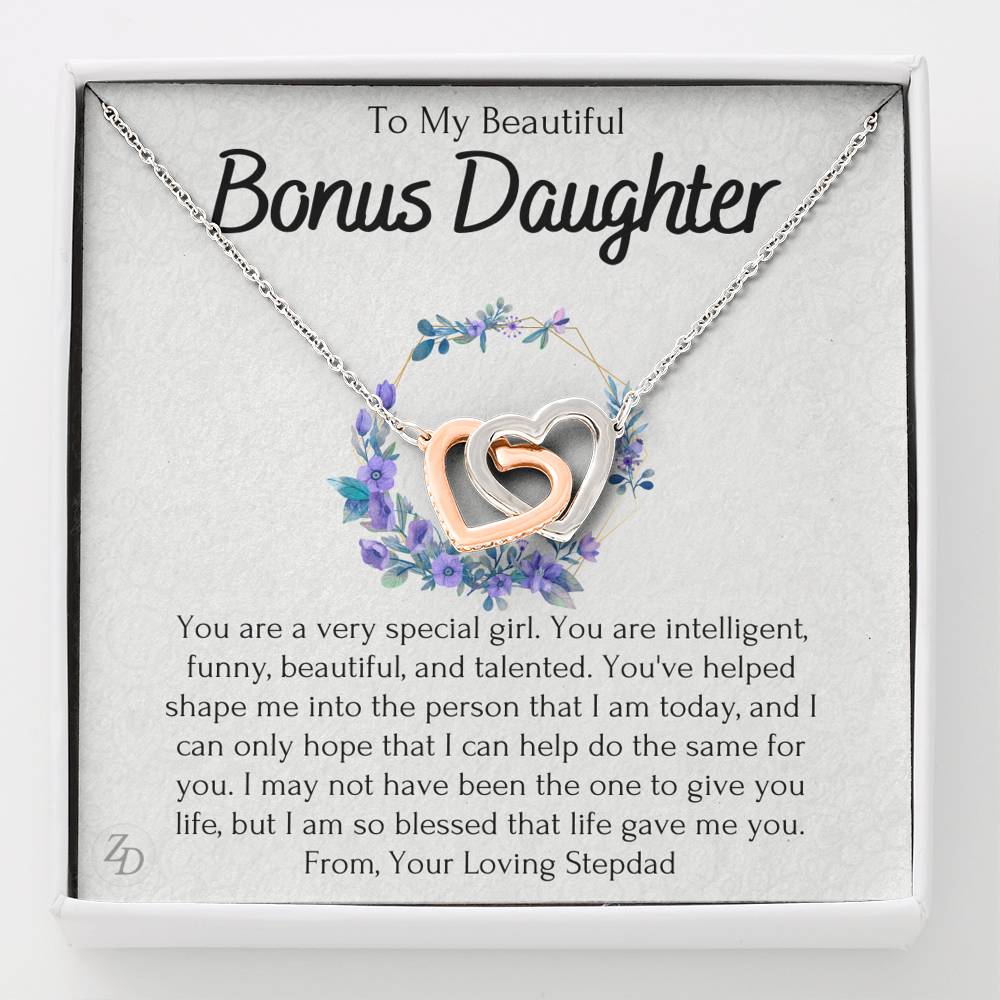 To My Bonus Daughter-"You Are Special" Hearts Necklace
