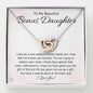 To My Bonus Daughter-"In My Heart" Hearts Necklace