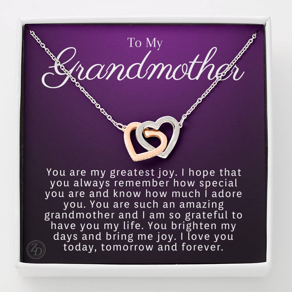 To My Grandmother-"Greatest Joy" Hearts Necklace