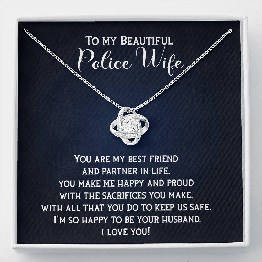 To My Beautiful Police Wife, My Partner in Life-Love Knot Necklace