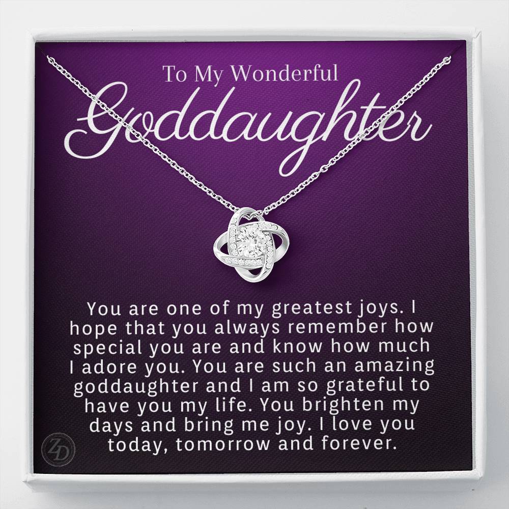 To My Wonderful Goddaughter-"My Greatest Joy" Necklace