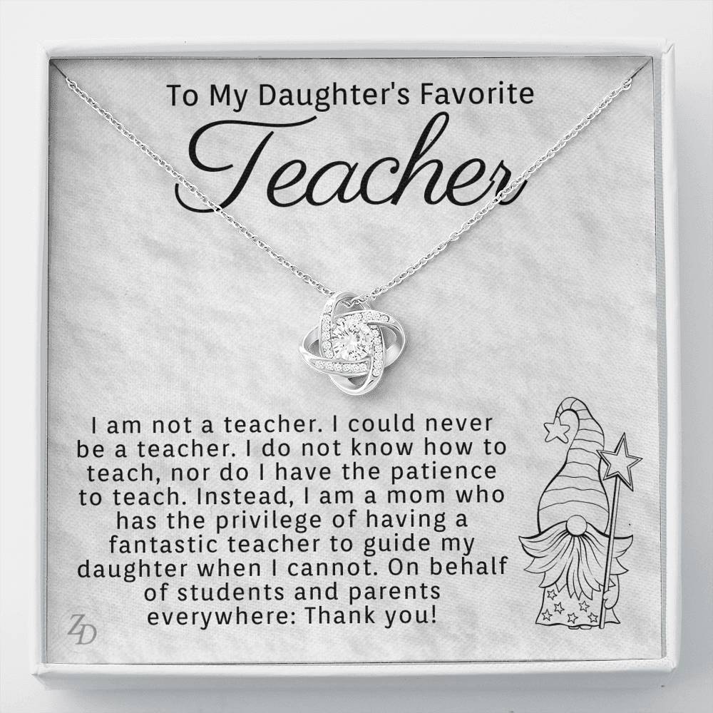 To My Daughter's Favorite Teacher-"Thank You" Necklace