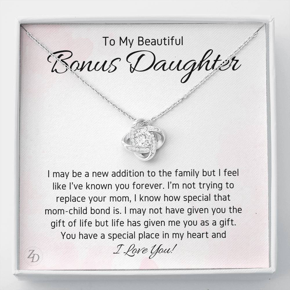 To My Bonus Daughter-"In My Heart" Love Necklace