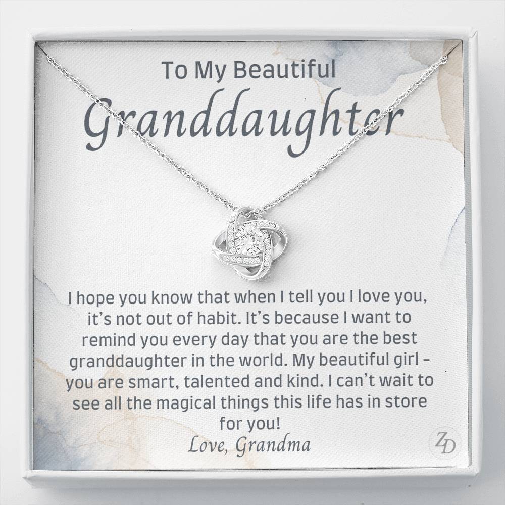 To My Beautiful Granddaughter-"Best Granddaughter" Necklace