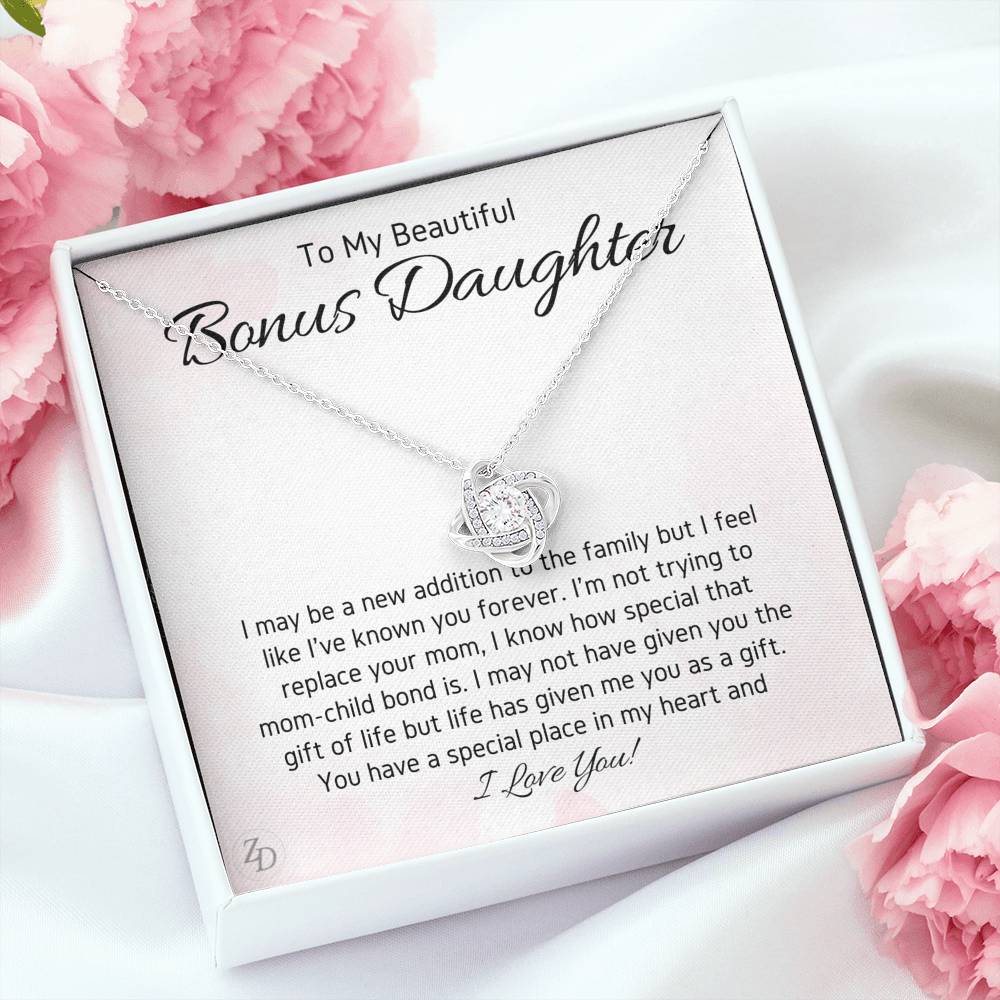 To My Bonus Daughter-"In My Heart" Love Necklace