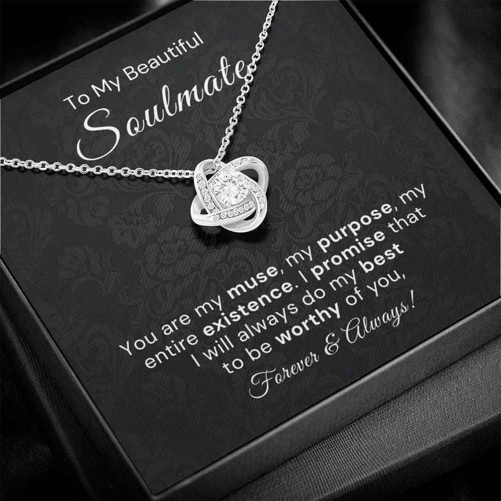 To My Beautiful Soulmate-"Worthy of You" Love Knot Necklace