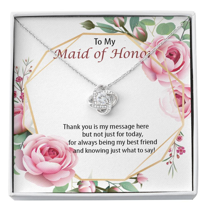 My Best Friend My Maid of Honor Thank You Necklace Zaya Designs