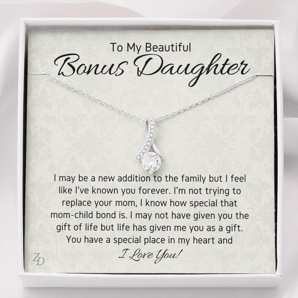 To My Bonus Daughter-"You Are a Gift" Alluring Necklace - Zaya Designs