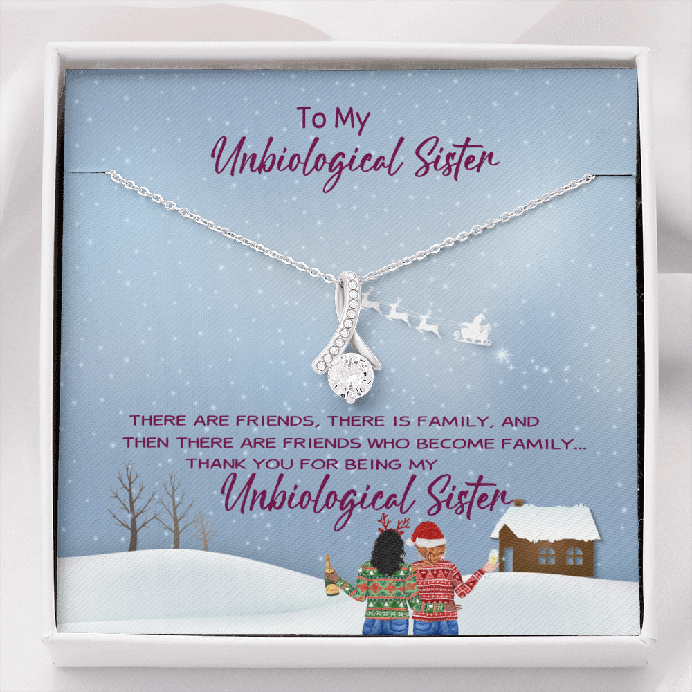 To My Unbiological Sister-"You Are Family" Alluring Necklace