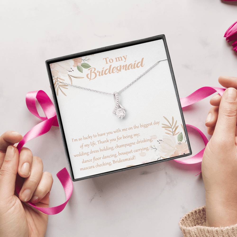 To My Bridesmaid-"I'm Lucky I have You" Necklace