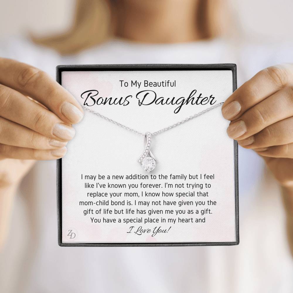 To My Bonus Daughter-"In My Heart" Alluring Necklace - Zaya Designs