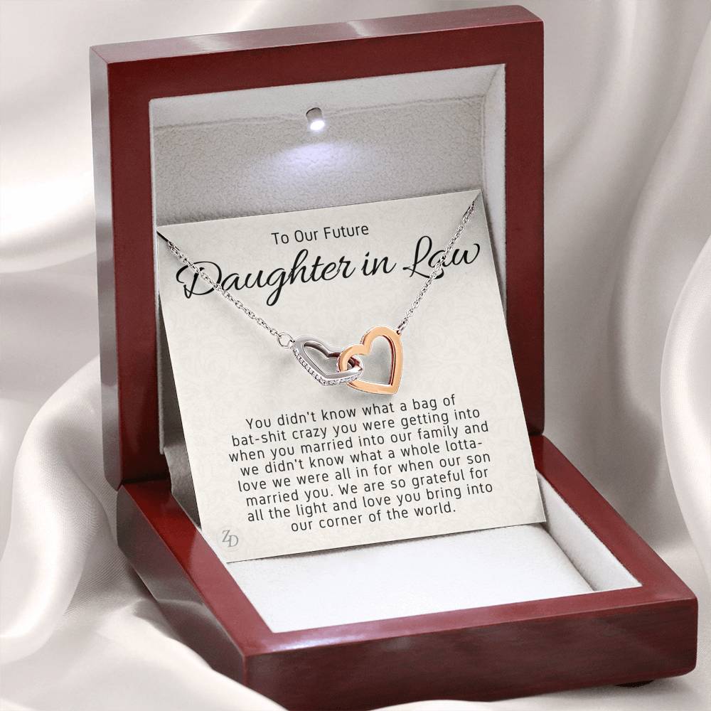 To My Daughter in Law-"We are Grateful" Hearts Necklace