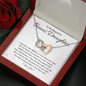 To My Bonus Daughter-"In My Heart" Hearts Necklace (mahogany box)