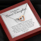 To My Bonus Daughter-"In My Heart" Hearts Necklace (mahogany box)