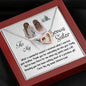 To My Bonus Sister-"Wonderful Reward" Hearts Necklace (mahogany box)