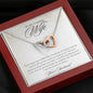 To My Gorgeous Wife-"Never Forget That I Love You" Hearts Necklace (mahogany box)