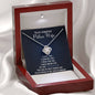 To My Gorgeous Police Wife, I Will Walk The Thin Blue Line-Love Knot Necklace (mahogany box)