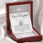 To My Bonus Daughter-"In My Heart" Love Necklace (mahogany box)