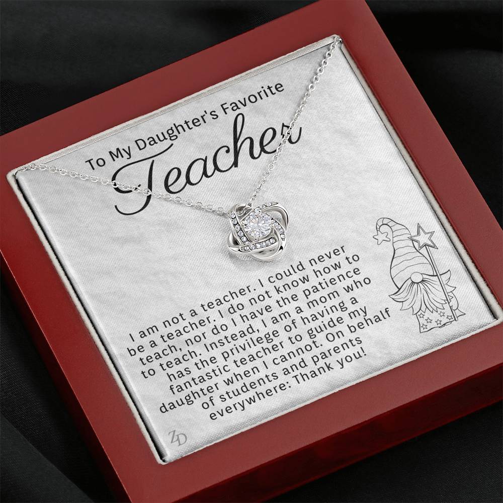 To My Daughter's Favorite Teacher-"Thank You" Necklace