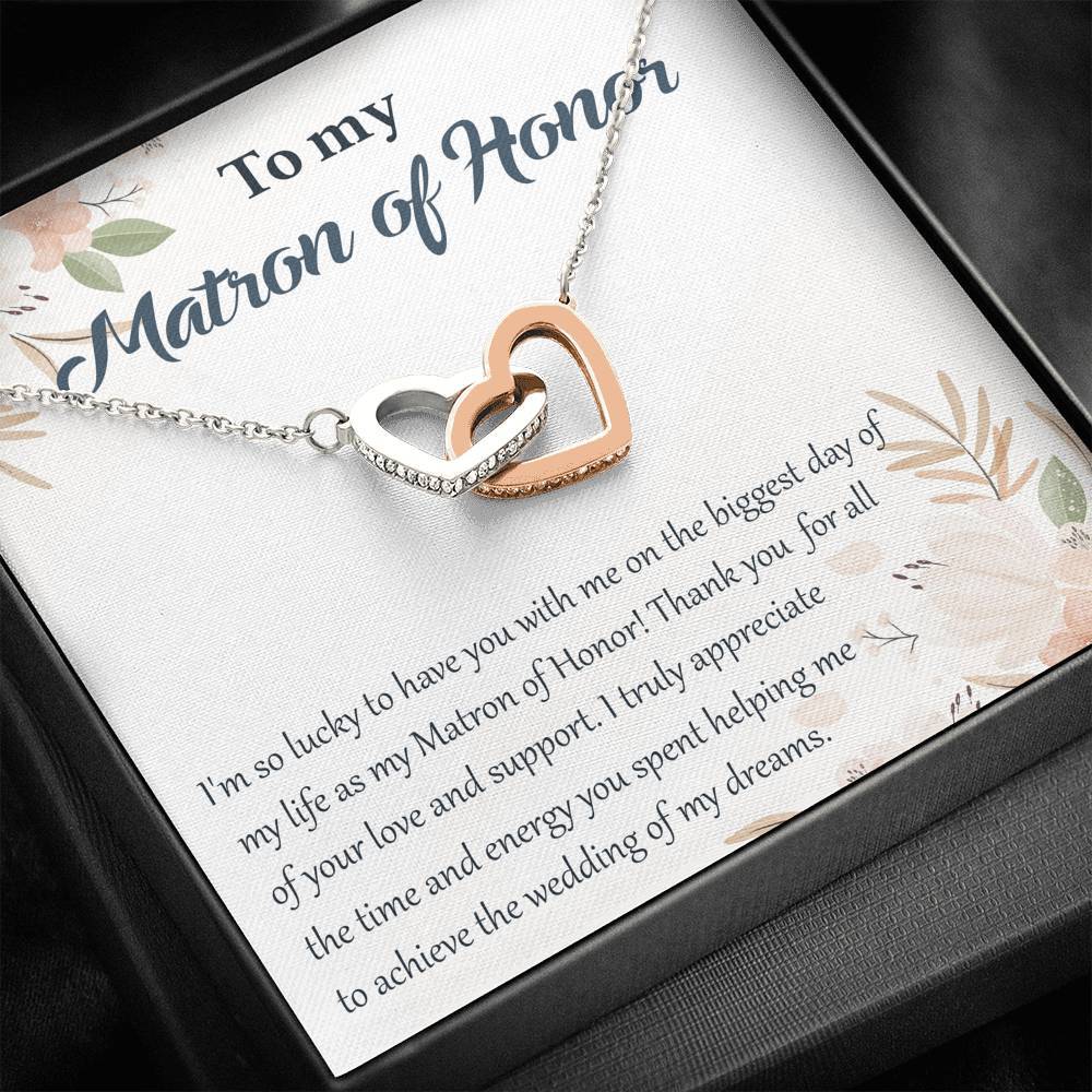 I'm So Lucky to Have You as My Matron of Honor-Hearts Necklace