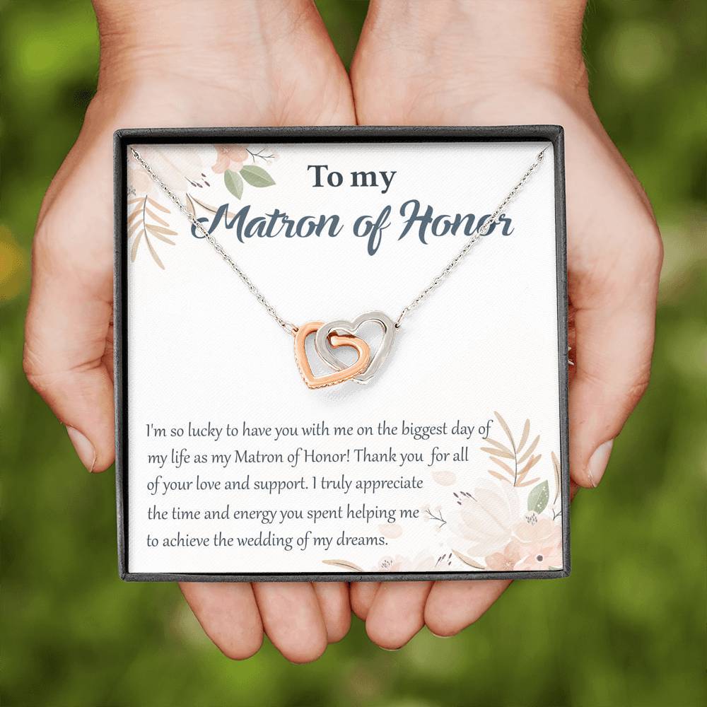 I'm So Lucky to Have You as My Matron of Honor-Hearts Necklace