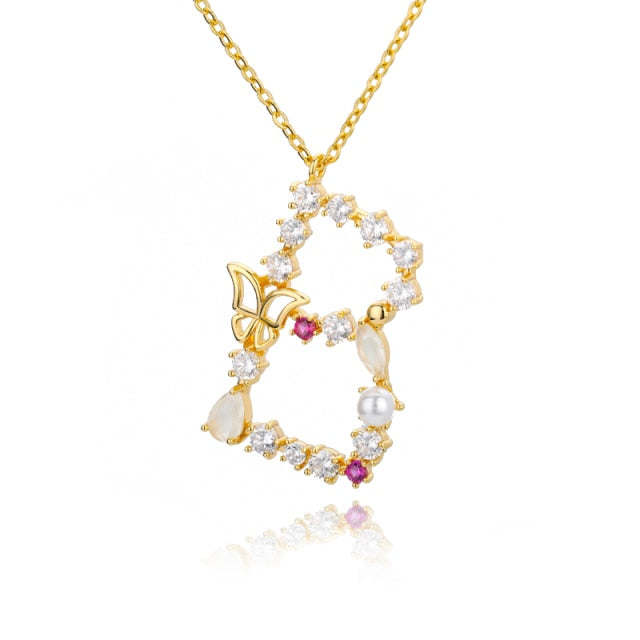 Initial Zircon Butterfly Pearl - Zaya Designs