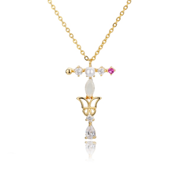 Initial Zircon Butterfly Pearl - Zaya Designs