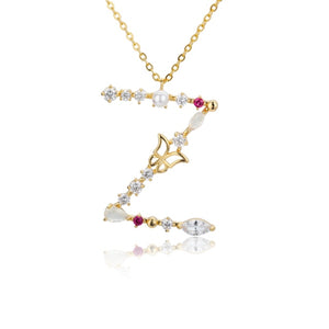 Initial Zircon Butterfly Pearl - Zaya Designs